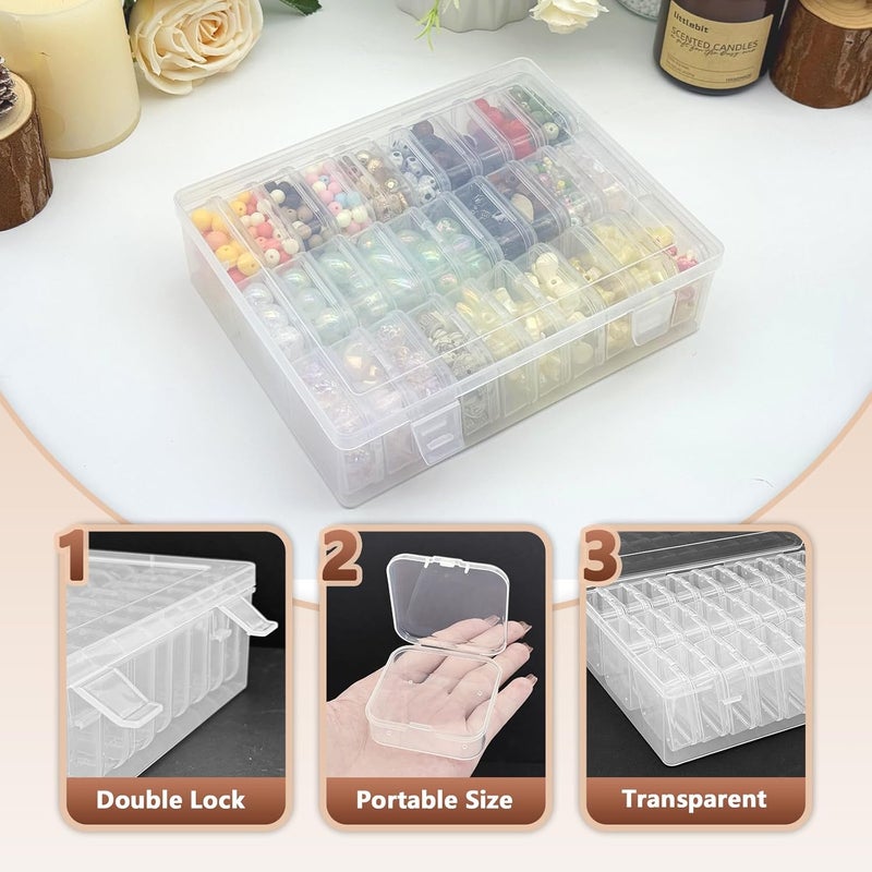 Slomg 31 Pcs Bead Organizers and Storage Containers, Clear Jewelry Earring Organizer Plastic Cases with Hinged Lid, Small Parts Craft Storage Box for DIY Bracelet Diamond Art Seed Screw Nail Sticker - Image 3